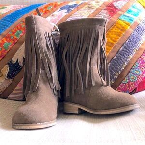 Joyfolie Genuine Suede Fringe Baby Boots
